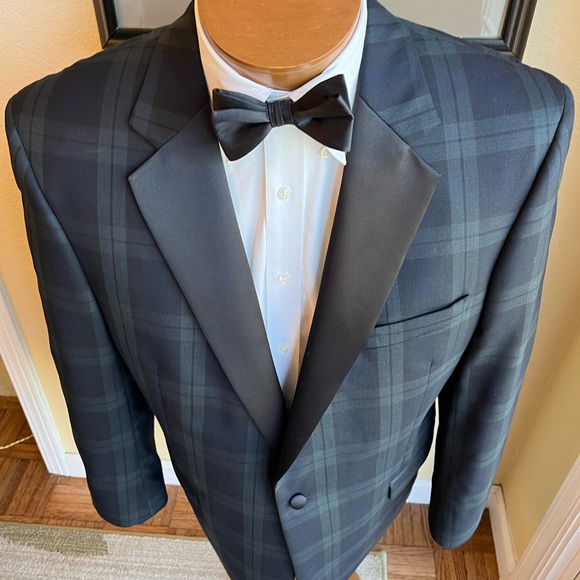 Jos. A. Bank Plaid Dinner Jacket and Slacks Size 44L Slim Fit Slacks W40” L33” - Picture 6 of 16